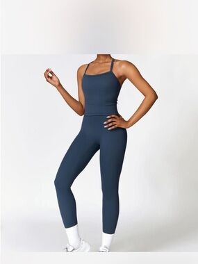 Amazon Navy Slim-Fit Active Leggings & Tank Set